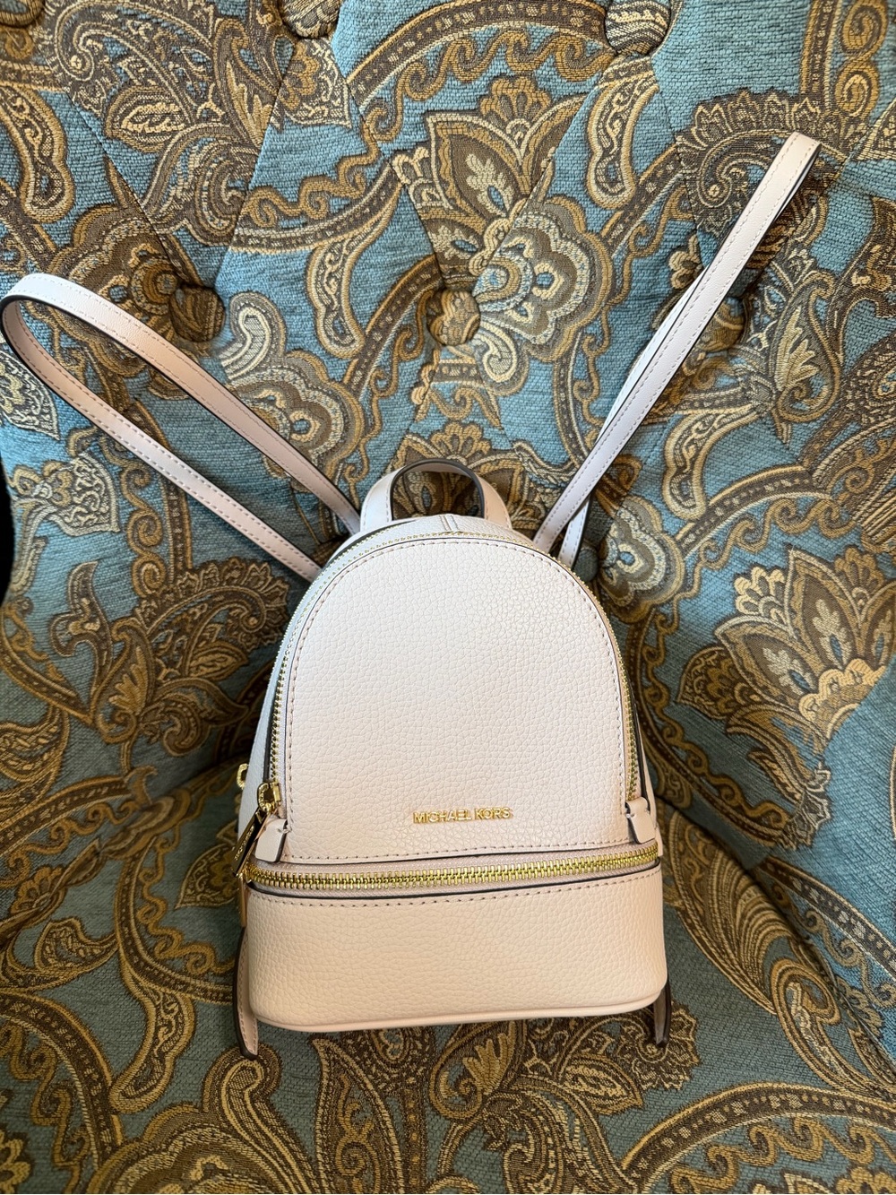MICHAEL KORS Pale Pink Powdered Blush Pebbled Leather Mini Backpack New